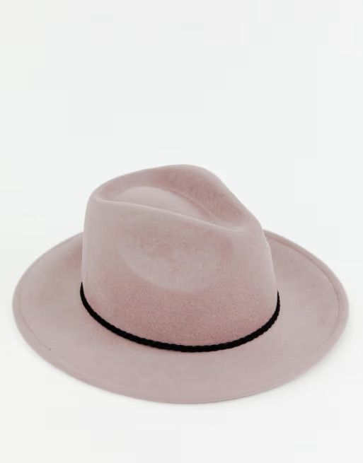 ASOS DESIGN felt fedora hat with plait braid trim and size adjuster | ASOS US