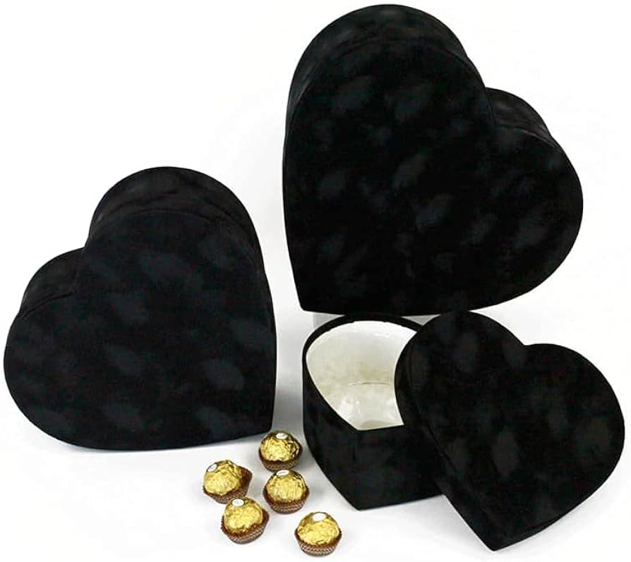 UNIKPACKAGING Premium Quality Heart Shaped Velvet Flower Boxes, SET OF 3, Gift Boxes for Luxury F... | Amazon (US)