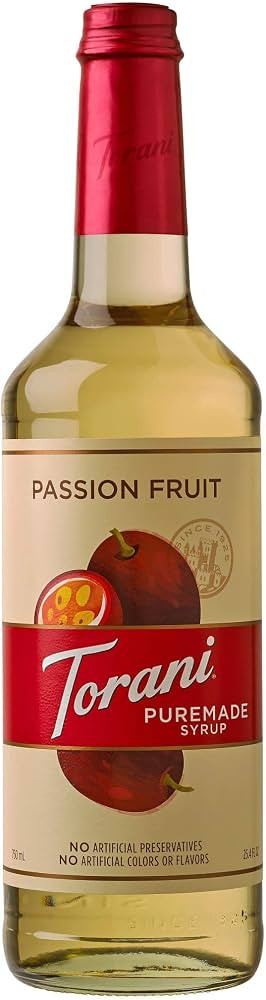 Torani Puremade Syrup, Passion Fruit Flavor, Glass Bottle, Natural Flavors, 25.4 Fl. Oz., 750 mL | Amazon (US)