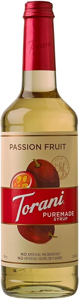 Torani Puremade Syrup, Passion Fruit Flavor, Glass Bottle, Natural Flavors, 25.4 Fl. Oz., 750 mL | Amazon (US)