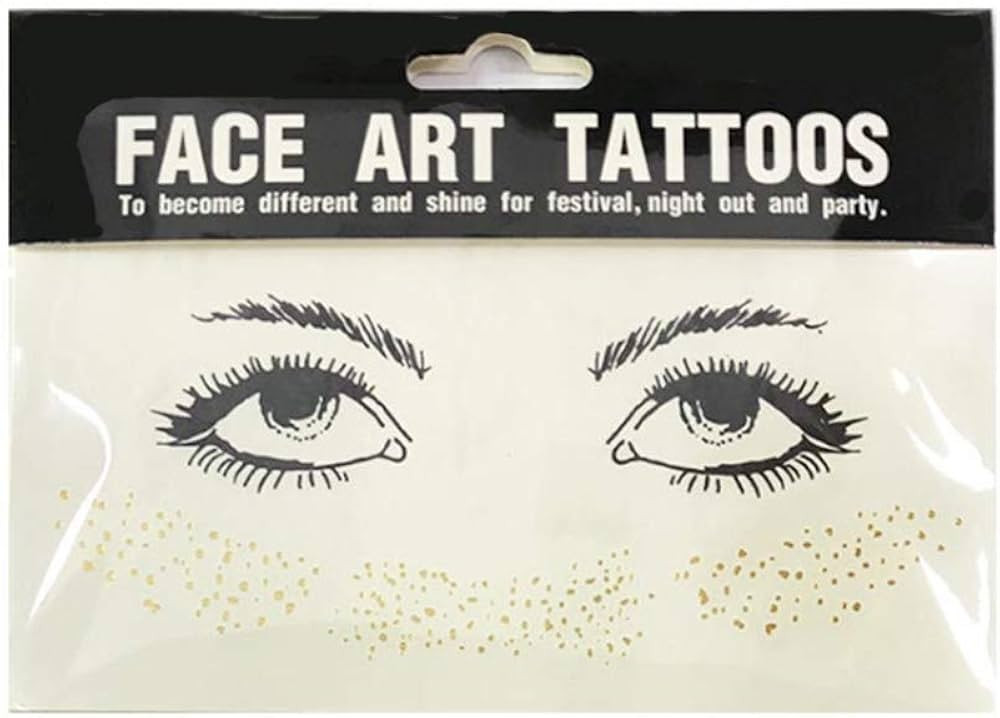 AKOAK 1 Pack Disposable Face Tattoo Waterproof Sticker Gold Personality Freckle Lady Face Art Mak... | Amazon (US)