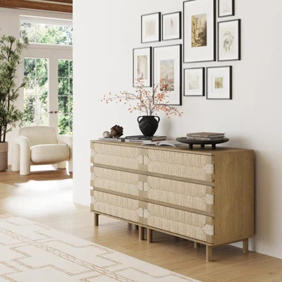 Claudinette Boho Bedroom Dresser With Woven Seagrass | Wayfair North America