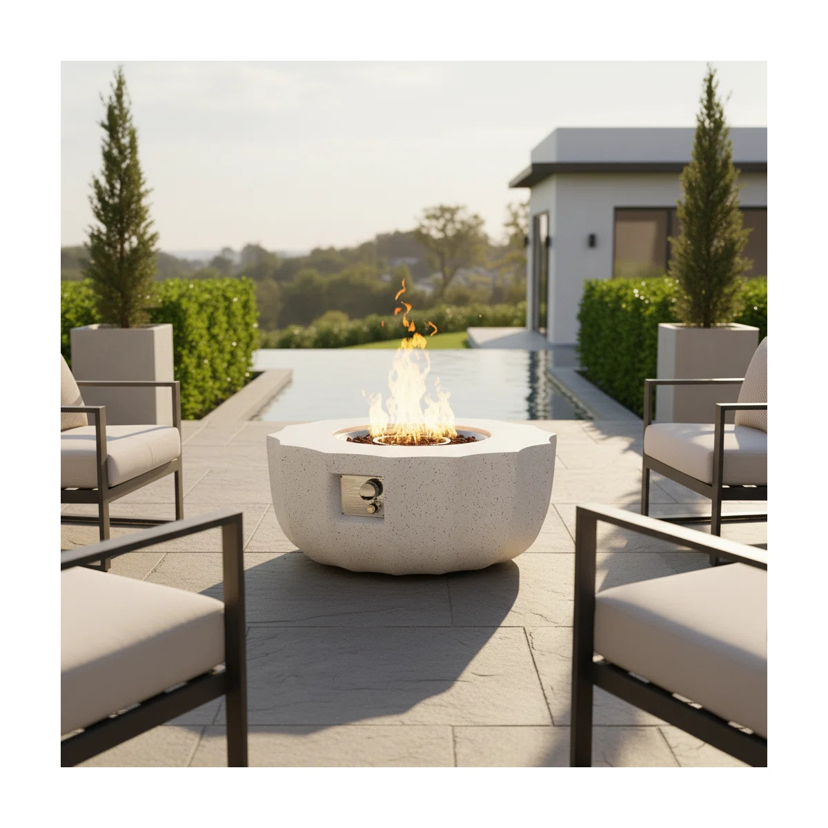 Elegant 16"H*36" W Flower Terrazzo Outdoor Fire Pit Beige Table – 50,000 BTU Propane, Includes ... | Wayfair North America