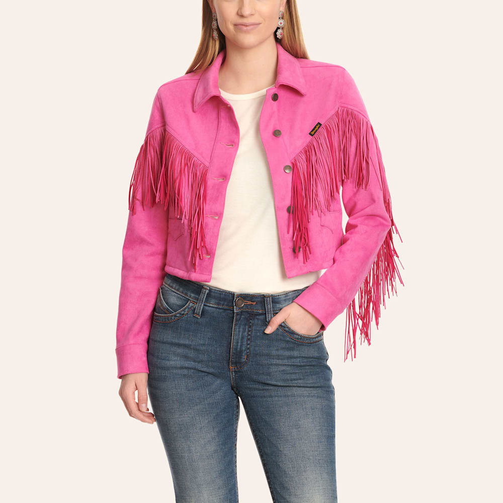 Wrangler Women's Hot Pink Faux Suede Cropped & Fringed Jacket | Cavender's