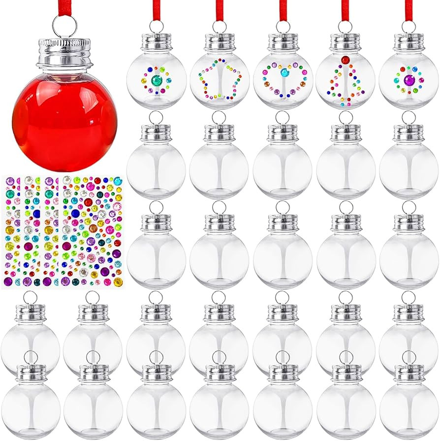30 Pcs Clear Plastic Ornaments Balls,Booze Balls,Christmas Fillable Tree Hanging Ornaments Water ... | Amazon (US)