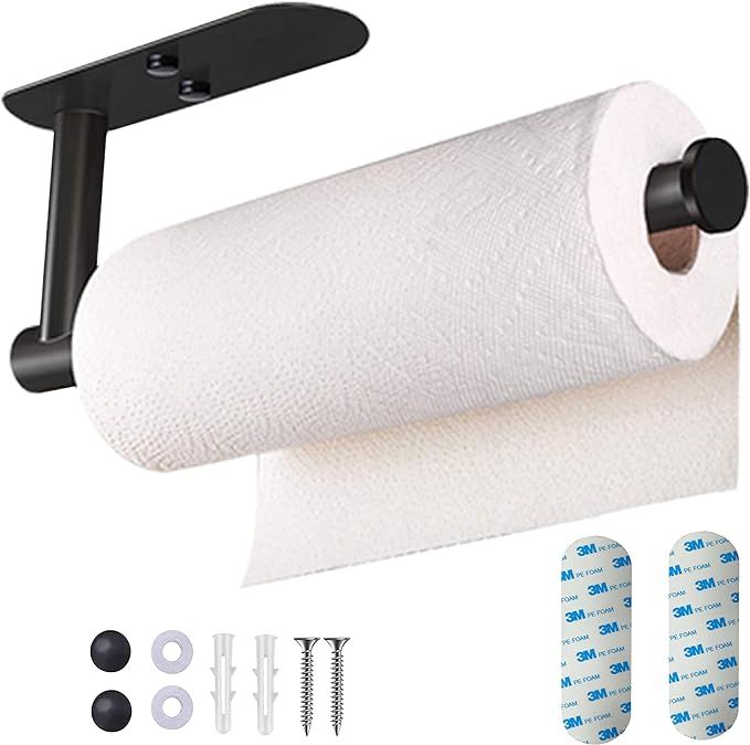 Upgraded Calegency Paper Towel Holder Under Cabinet, Wall Mounted Paper Towel Rack, Matte Black S... | Amazon (US)