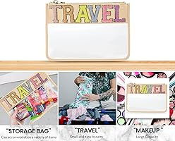 Chenille Letter Travel Pouch - Nylon and PVC Clear Flat Pouch For Cosmetics And Toiletries Organi... | Amazon (US)