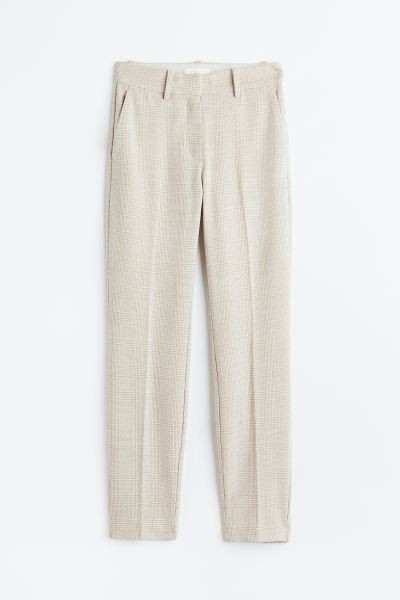 Cigarette trousers - Light beige/Checked - Ladies | H&M GB | H&M (UK, MY, IN, SG, PH, TW, HK)