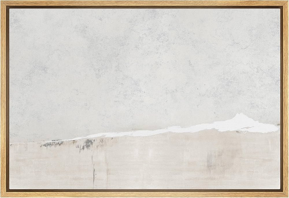 SIGNWIN Framed Canvas Print Wall Art Gray White Watercolor Landscape Abstract Shapes Illustration... | Amazon (US)