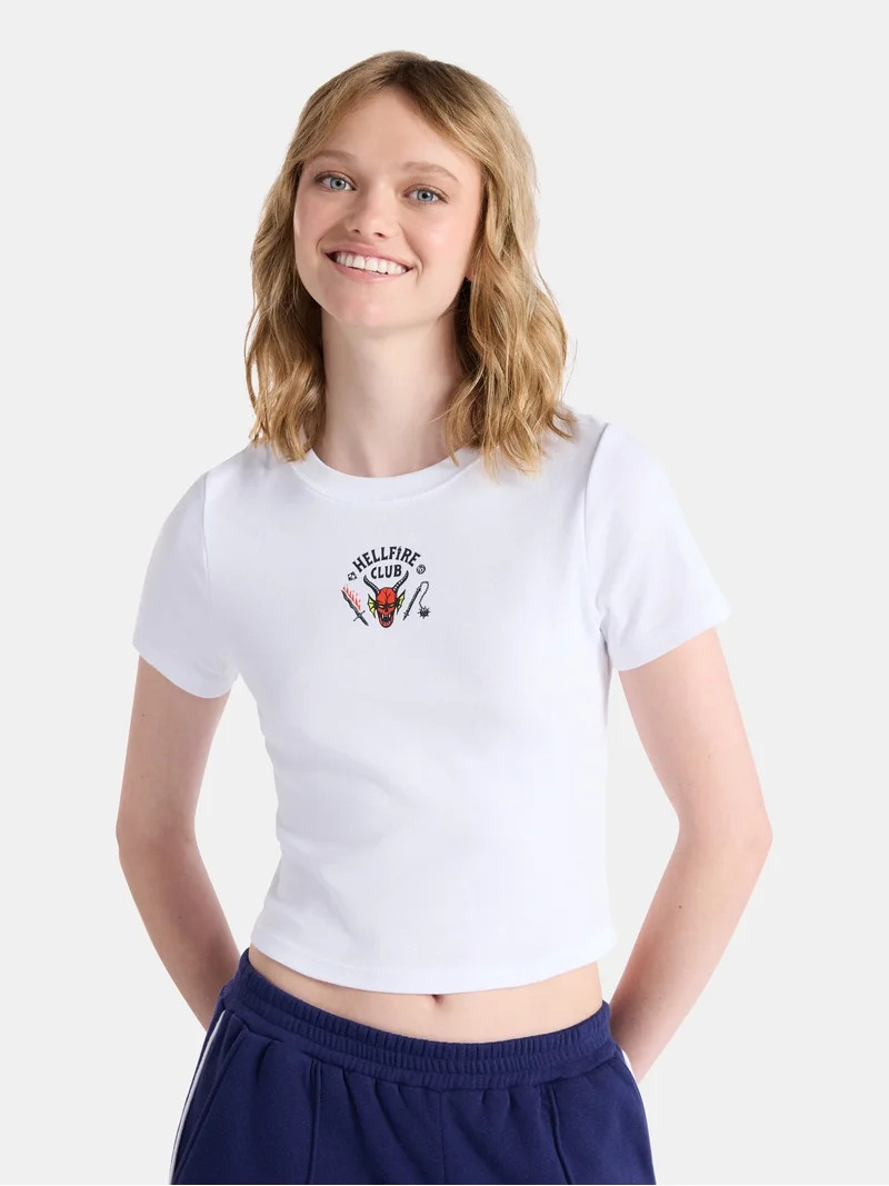 Netflix Stranger Things Cotton Graphic Baby Tee from No Boundaries, Women’s | Walmart (US)