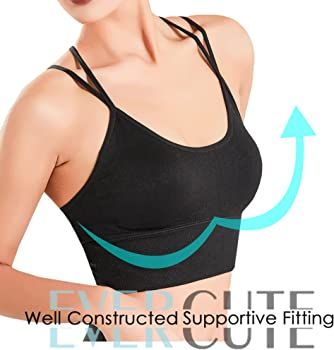 Evercute Cross Back Sport Bras Padded Strappy Criss Cross Cropped Bras for Yoga Workout Fitness L... | Amazon (US)