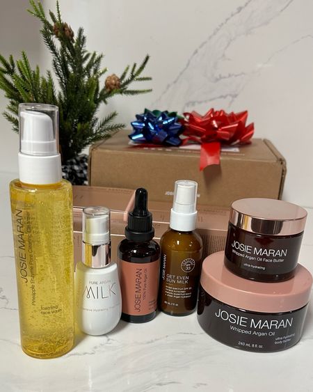 AD | Gifted @josiemaran 

With the weather getting colder each day, I need something to deeply hydrate & nourish my skin. Enters Josie Maran’s Communications Team sending me these nourishing Argan Oil-powered skincare products to help me feel good in my skin.  Thank you!🫶🏼 I absolutely love them.💝 In fact, I will be reaching these more often these days. 

 🎁PINEAPPLE ENZYME PORE-CLEARING CLEANSER
This is a refreshing two-in-one daily cleansing foam and exfoliator that is gentle, purifies and balances. It provides deep cleaning without drying out my skin. Love this!

🎁PURE ARGAN MILK INTENSIVE HYDRATING TREATMENT
This is lightweight and deeply nourishing.  This starts as a moisturizing milk created using a machine that blasts 100% Pure Argan Oil with purified water to create microdroplets of Argan Oil suspended in purified water, allowing the formula to go deeper to nourish and immediately plump up skin for a noticeable glow that lasts all day.  I haven’t seen anything like this.  It’s a bestseller for a reason. 

🎁WHIPPED ARGAN OIL FACE BUTTER
This lightweight fast-absorbing formula is designed to sink deeply into the skin, leaving it juicy and supple. 

🎁GET EVEN SUN MILK SPF 33
This silky-smooth texture Mineral SPF is hydrating. It works perfectly as an everyday SPF, a light moisturizer, or a hydrating, protective primer.  There is no visible white cast on the skin. Love this.

🎁PURE ARGAN OIL
The proven, potent, 100% pure signature Argan Oil—naturally rich in nutrients & essential fatty acids (omegas 3, 6, 9), antioxidants, and vitamin E. Instantly and intensely moisturizes skin, hair, and nails, for an all-over healthy glow.  Improve skin’s firmness and youthful bounce, and to diminish the appearance of fine lines & wrinkles.​ Love this!

🎁WHIPPED ARGAN OIL BODY BUTTER
Available in Unscented or countless delicious naturally derived scents, one jar of Whipped Body Butter is sold every 14 seconds.  This is lightweight & has a velvety texture that absorbs instantly without being sticky.  I really love how it makes my skin in deeply hydrated and nourished.