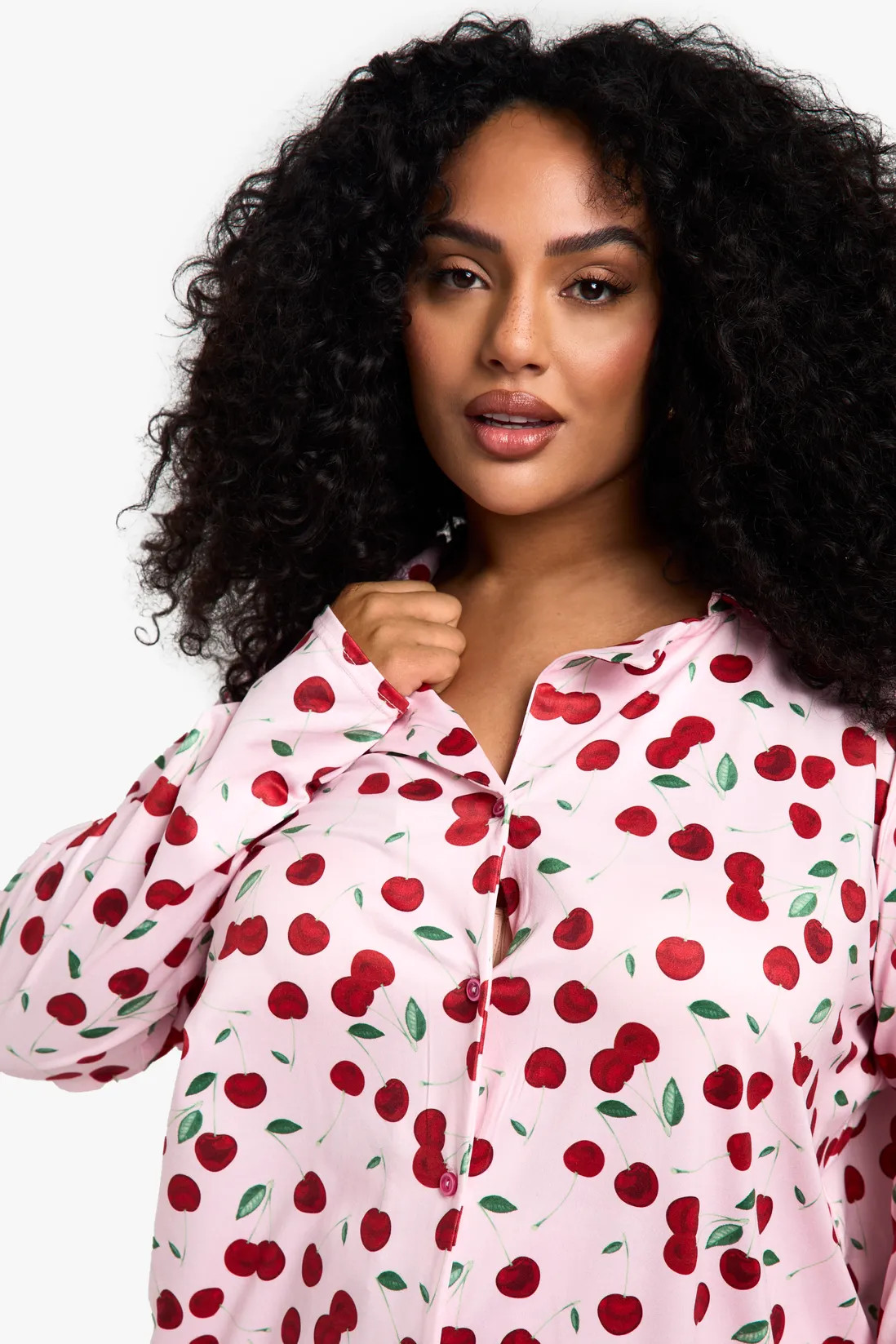 Plus Cherry Print Long PJ Set | Nasty Gal US