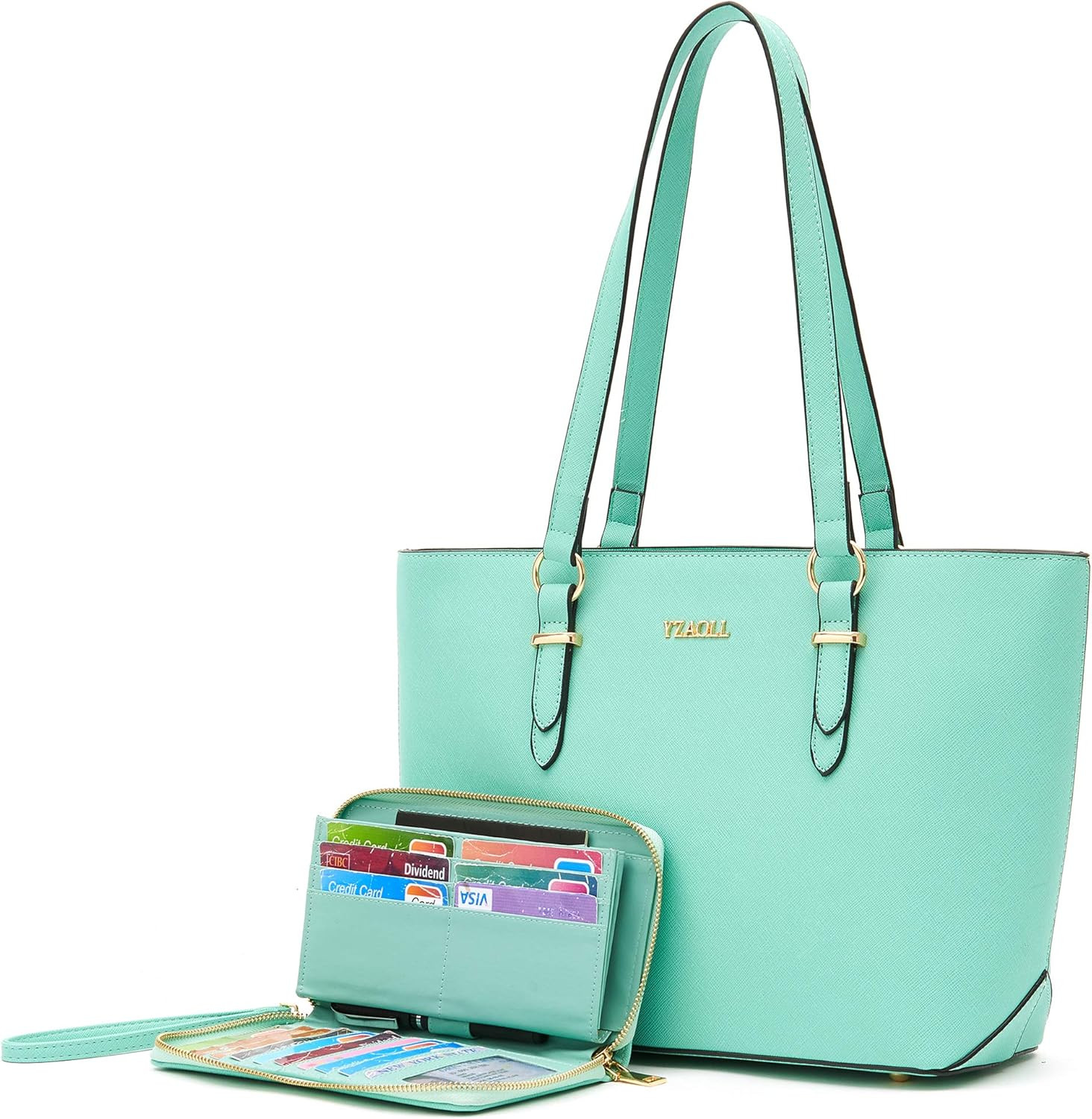 Handbags for Women Large Tote Shoulder Bags Top Handle Satchel Purses Wallet set | Amazon (US)