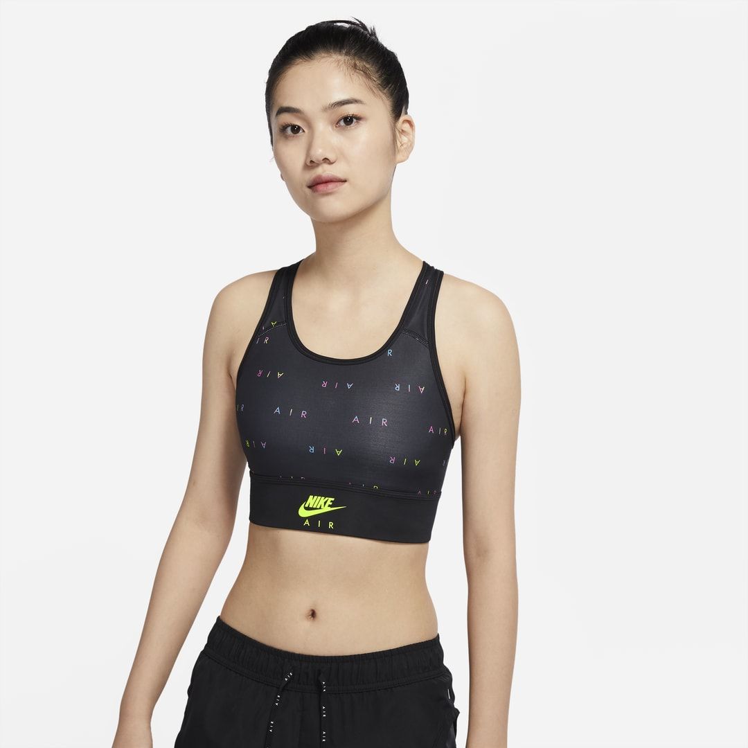 Nike Air Swoosh Women's Medium-Support 1-Piece Pad Longline Printed Sports Bra (Black) | Nike (US)