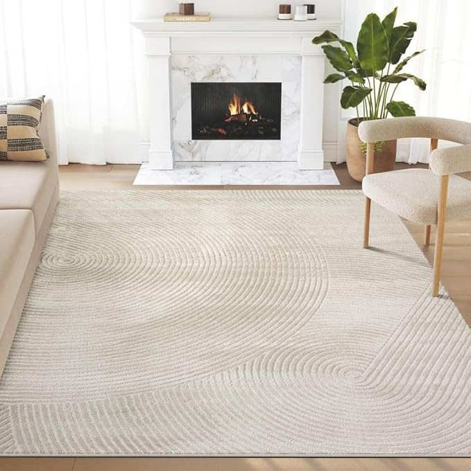 Abani Neutral Beige Area Rug 4' x 6' for Living Room, Bedroom - Zen Reiki Circles Pattern - Durab... | Amazon (US)