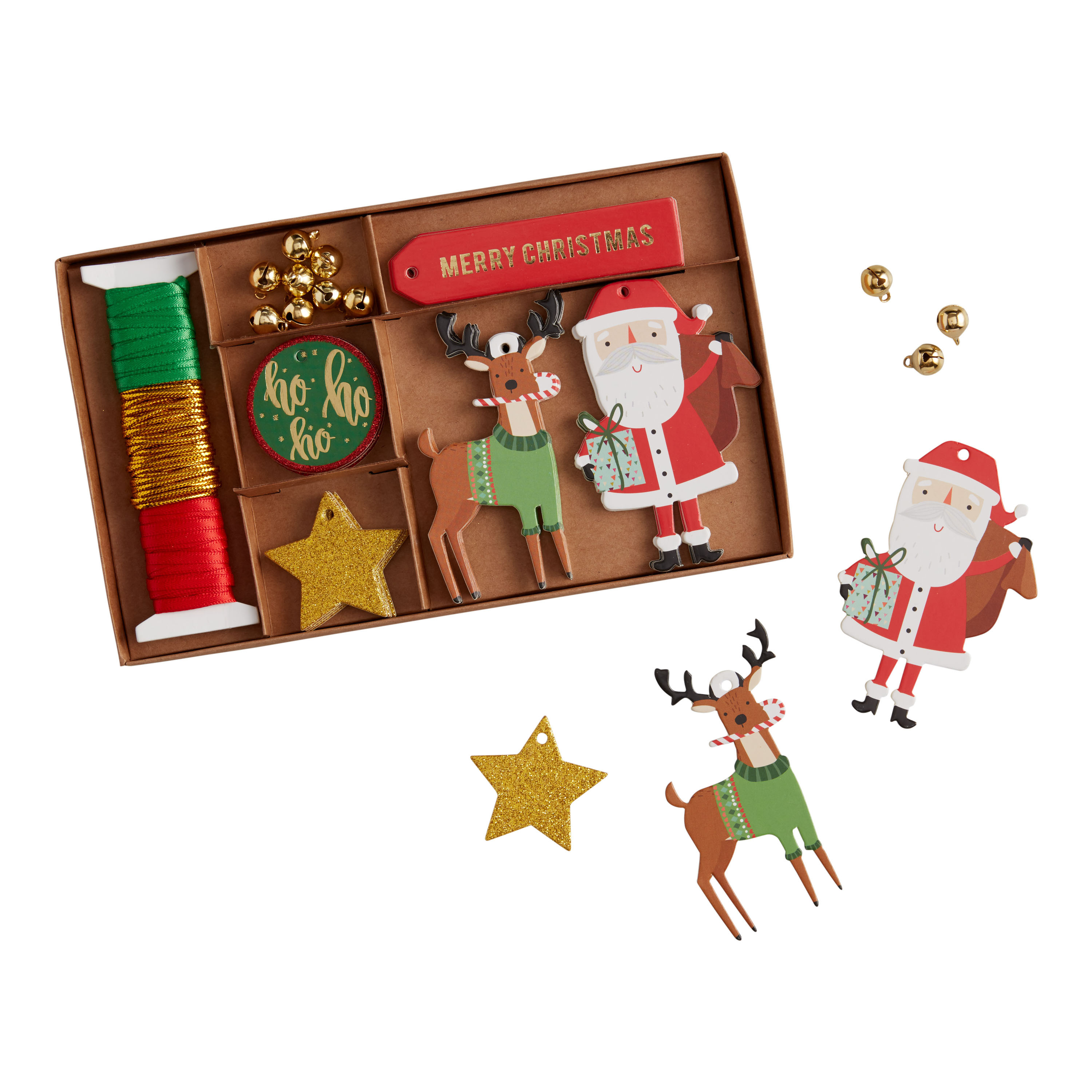 Santa and Reindeer Holiday DIY Gift Tag Kit 45 Piece | World Market