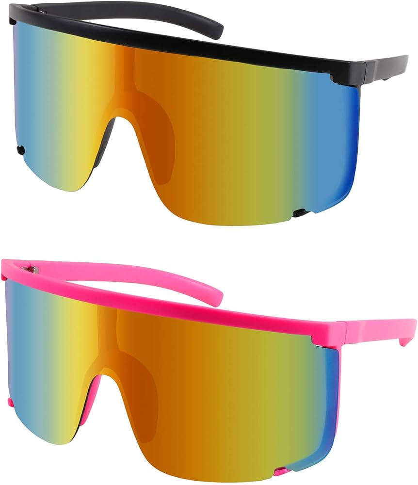 Karsaer Vision Shield Sunglasses for Men Women Oversized Neon 80s 90s Visor Shades Sports Style O... | Amazon (US)