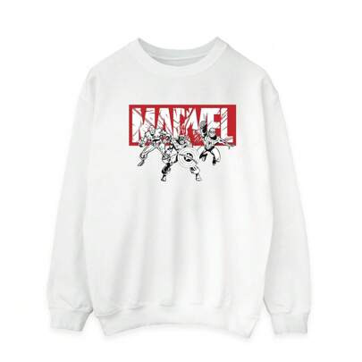 Mens Comics Hero Group Sweatshirt (White) | SHEIN