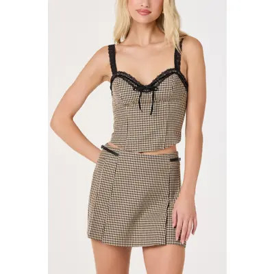 ASTR the Label Lace Trim Corset Top in Black at Nordstrom, Size X-Small | Nordstrom
