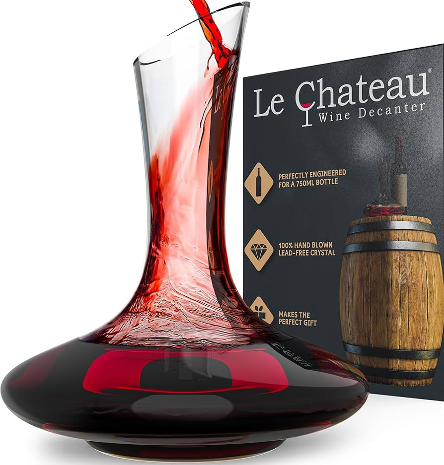 Le Chateau Large Elegant Red Wine Decanter - Hand Blown, Lead-Free Crystal Glass Wine Carafe & Wi... | Amazon (US)