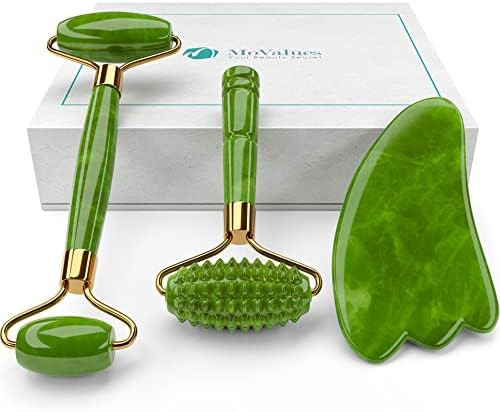 4-in-1 Jade Roller and Gua Sha Set. Jade Face Roller with Eye Massager, Jade Gua Sha, Ridged Roll... | Amazon (US)