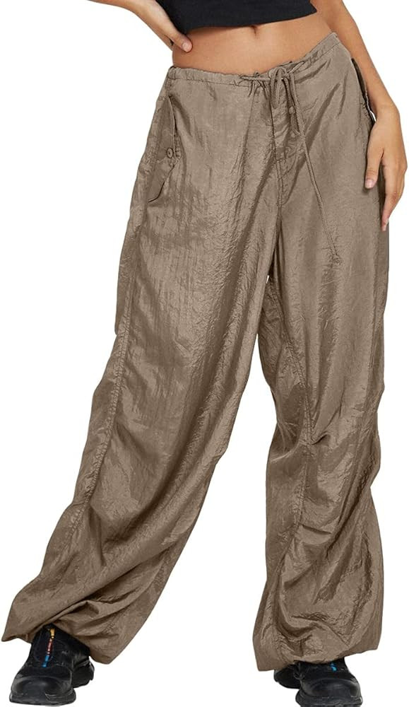 AUTOMET Cargo Pants Women Baggy y2k Pants Drawstring Parachute Pants Low Waist Hippie Pants Casua... | Amazon (US)