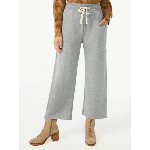 Free Assembly Women's Wide Leg Fleece Sweatpants | Walmart (US)