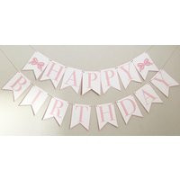 Pink Bow Happy Birthday Banner - Girl Party Decor | Etsy (US)