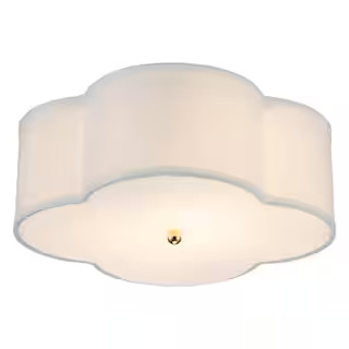 17 in. 2-Lights White Linen Flush Mount with Acrylic diffuser | The Home Depot