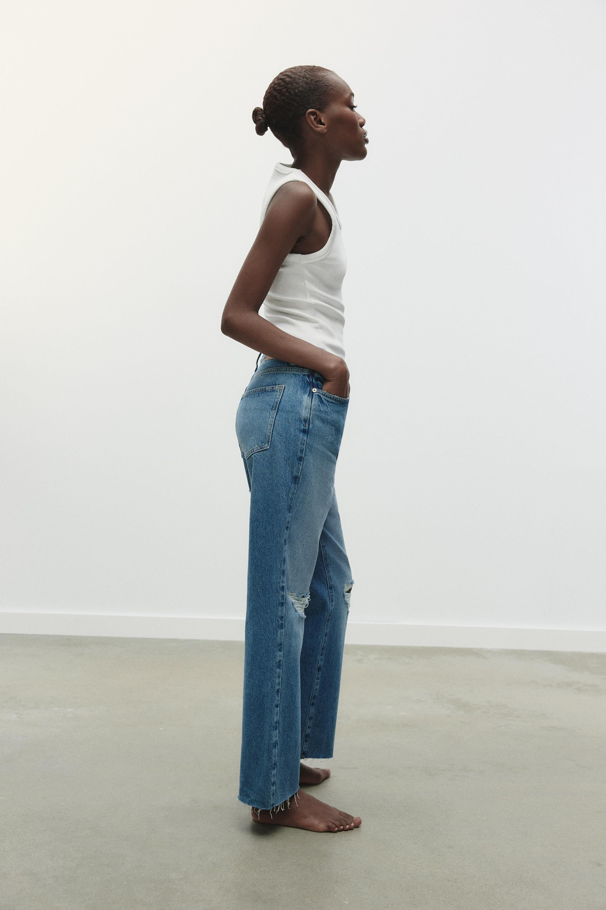 Z1975 HIGH WAIST STRAIGHT LEG RIPPED JEANS | Zara US