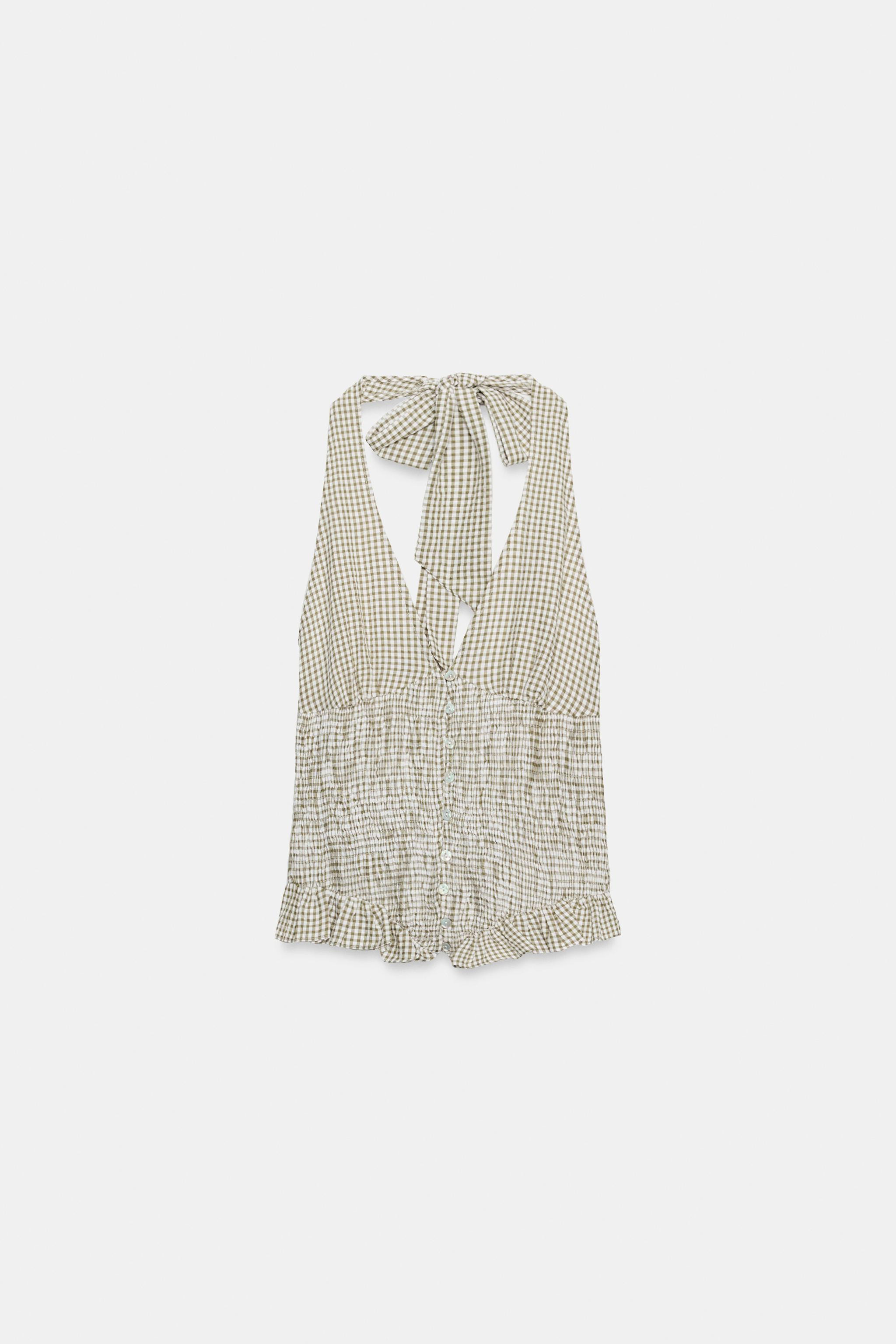 GINGHAM HALTER TOP | Zara US