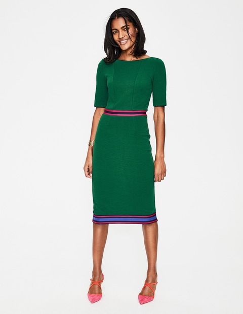 Kaia Ottoman Dress (Sap Green/Multi Stripe) | Boden NL