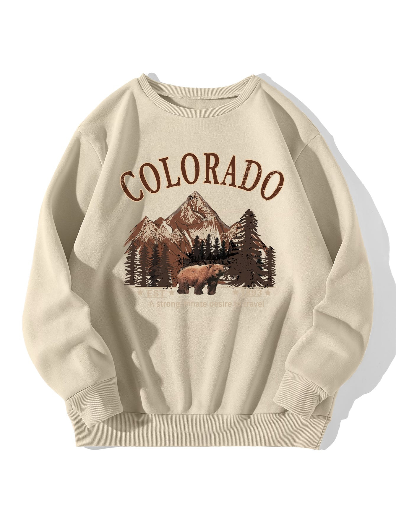 Mountain & Slogan Graphic Thermal Lined Sweatshirt | SHEIN