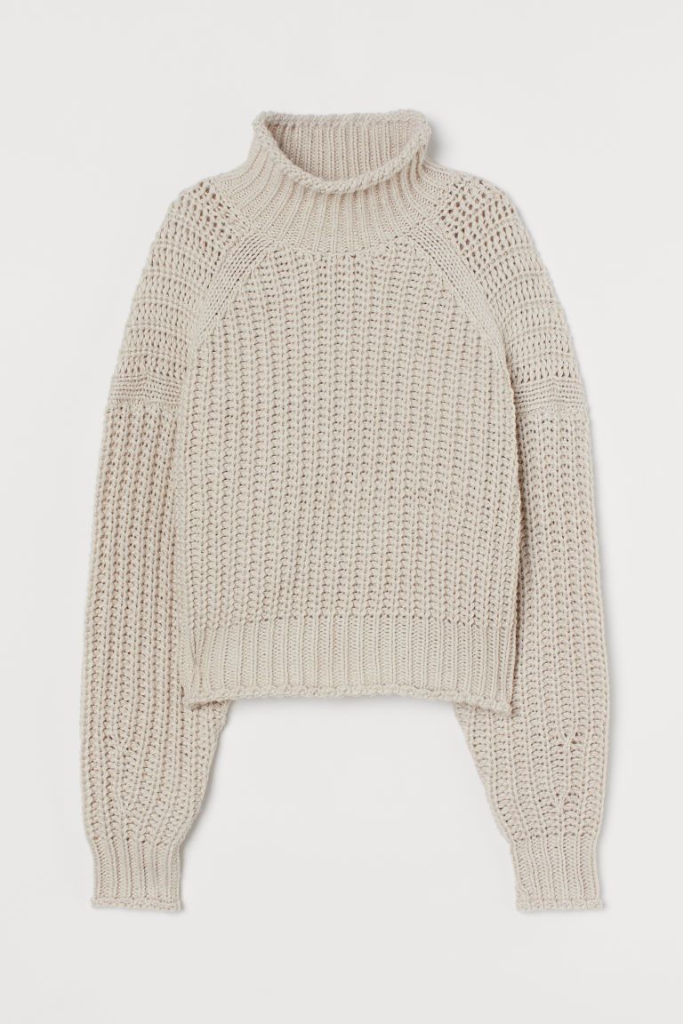 H & M - Ribbed Turtleneck Sweater - Beige | H&M (US + CA)