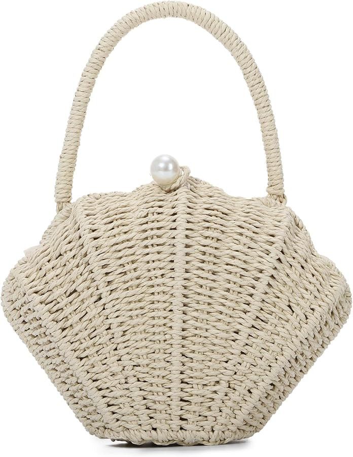 GOKTOW Women Straw Woven Handbag Shell Shape Clutch Straw Summer Bag Rattan Crossbody Bags Vacati... | Amazon (US)
