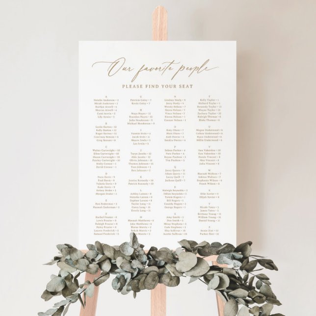 Our Favorite People Alphabetical Seating Chart Foam Board | Zazzle | Zazzle