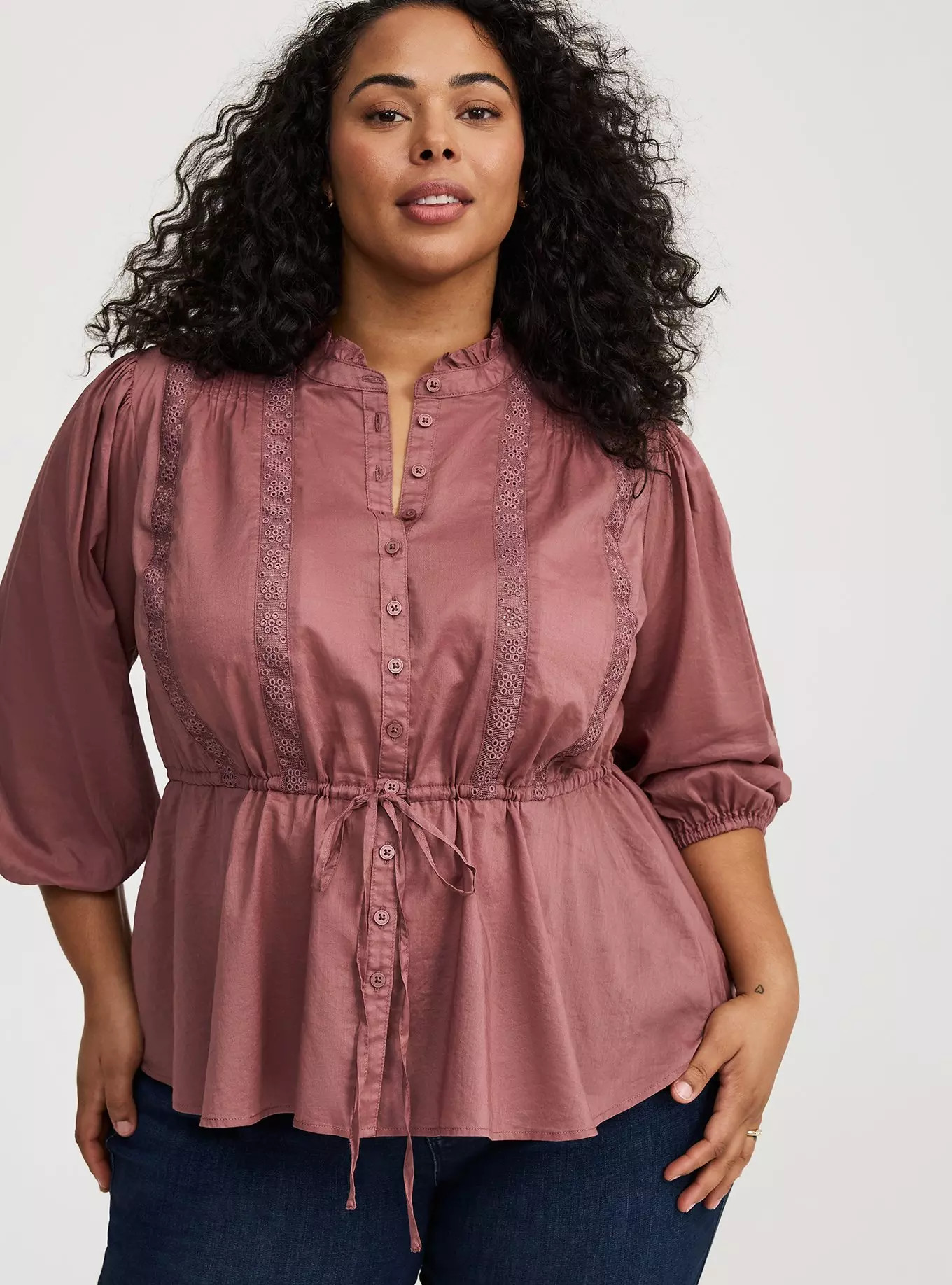 Button-Front Tie-Waist Blouse | Torrid (US & Canada)