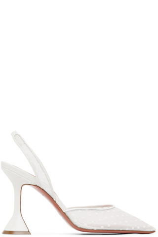 White Holli 95 Lace Sling Heels | SSENSE
