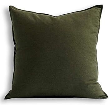 Jeanerlor 24 x 24 Inch Natural Cotton Linen Soft Soild Decorative Square Throw Pillow Covers Gree... | Amazon (US)
