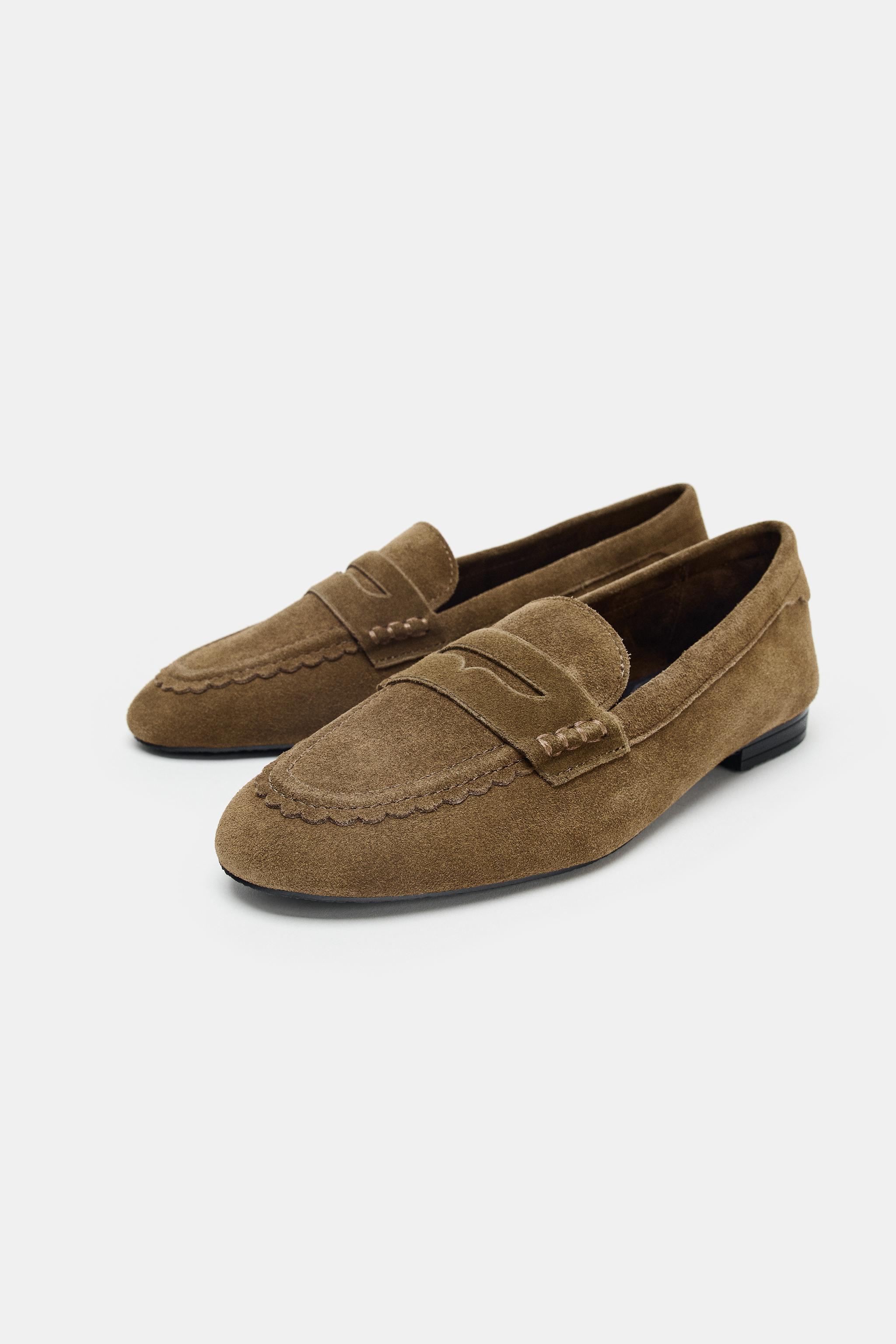 STITCHED SPLIT SUEDE LOAFERS | Zara US