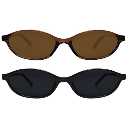 GUVIVI Retro Oval Sunglasses for Women Chic Cat Eye 90s Sunnies Lightweight Narrow Shades Trendy UV protection Sun Glasses | Amazon (US)