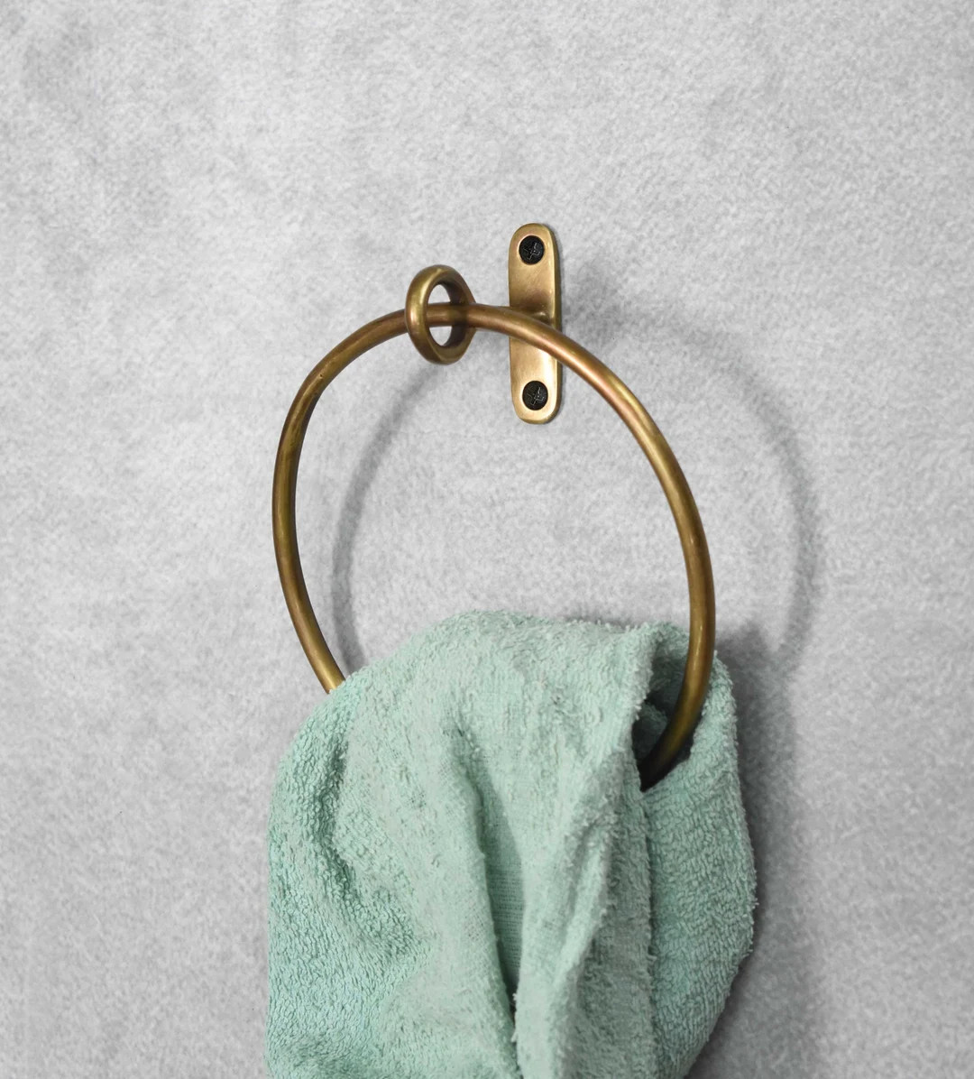 Antique Brass Minimalist Towel Ring / Unlacquered & Antique By Hand / Solid Heavy Brass and Handc... | Etsy (US)
