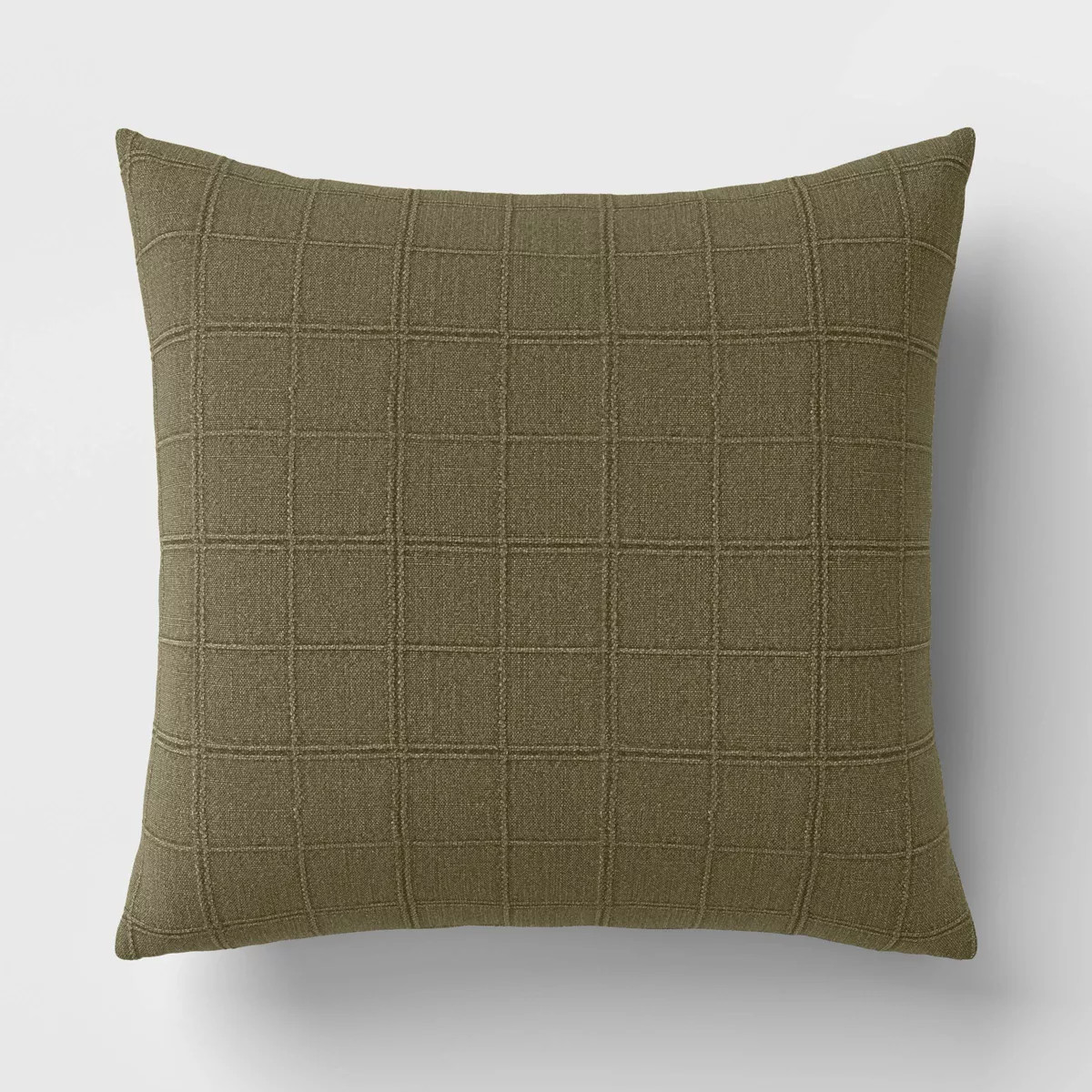 Square Woven Washed Windowpane Throw Pillow Olive - Threshold™ | Target