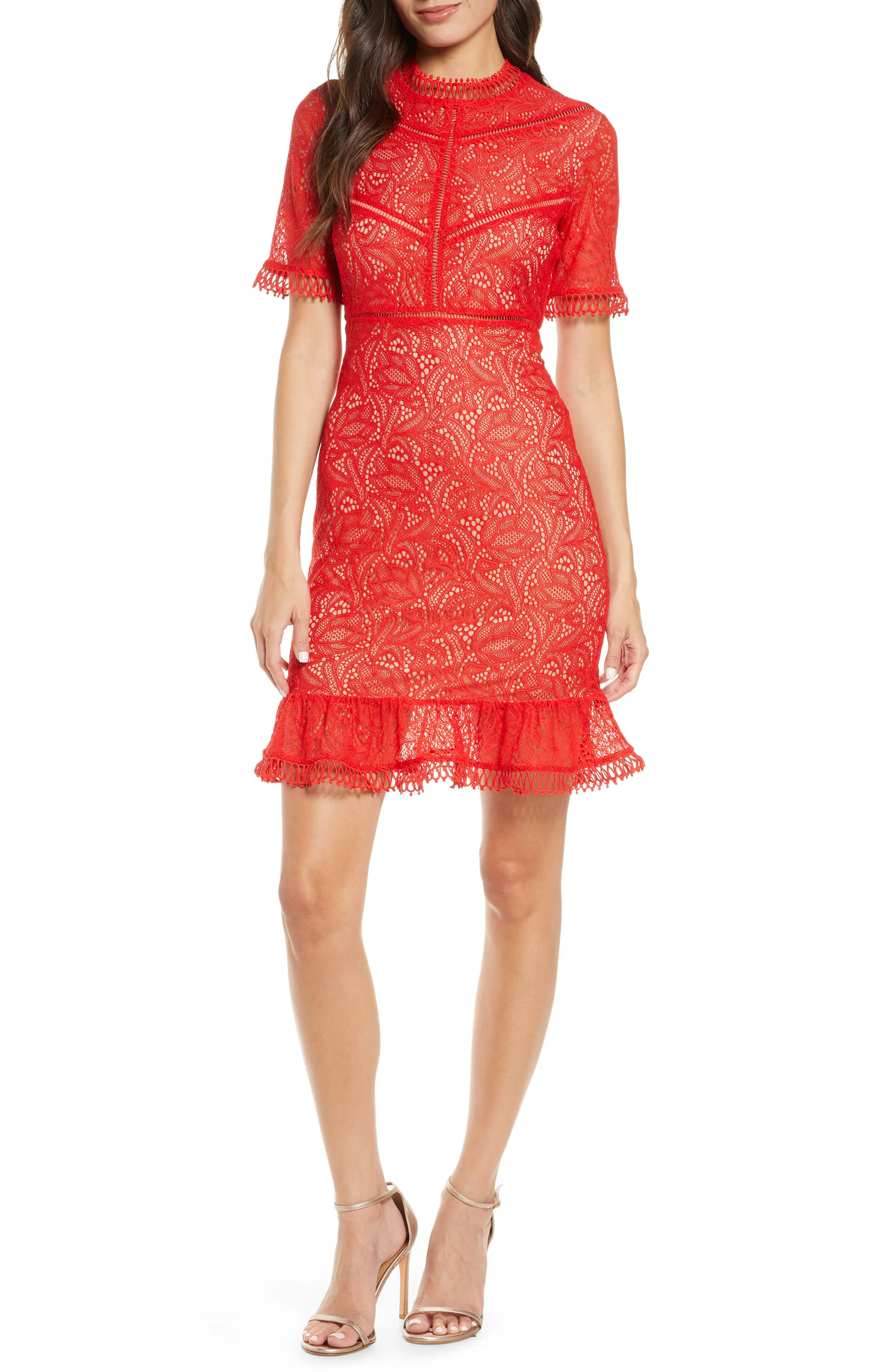Women's Bardot Theodora Lace Sheath Minidress | Nordstrom