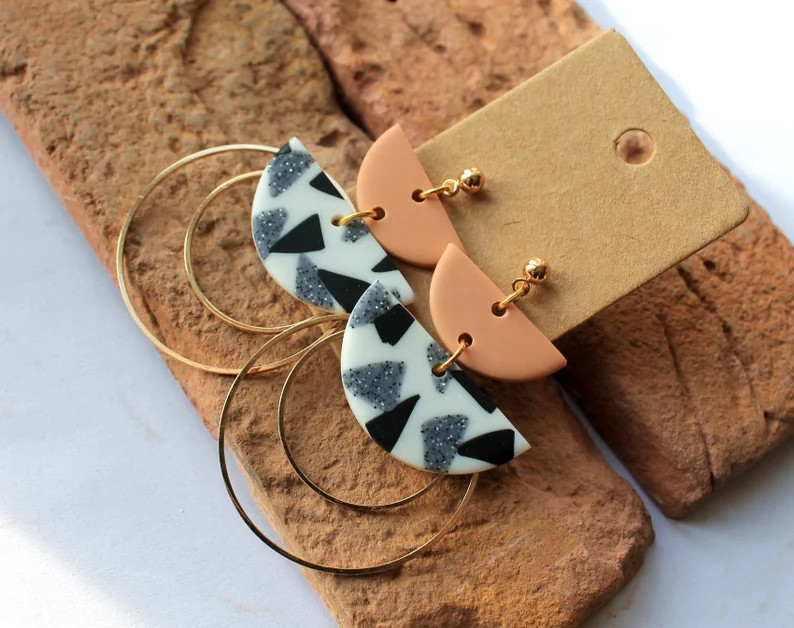Polymer Clay Earring.Geometric earrings.Dangle Earrings,Minimalist Earrings,Modern Jewelry.Unique... | Etsy (US)