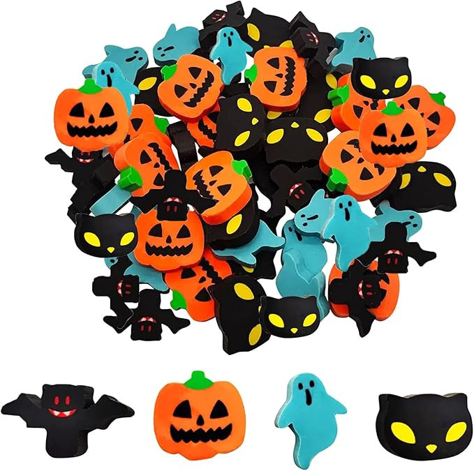 Halloween Mini Erasers for Kids, 4 Styles Cute Halloween Erasers for Kids Bulk, Fun Pumpkin Ghost... | Amazon (US)