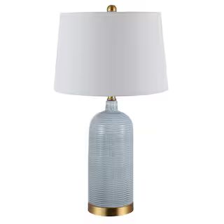 SAFAVIEH Stark 27 in. Blue Table Lamp with White Shade TBL4303A - The Home Depot | The Home Depot
