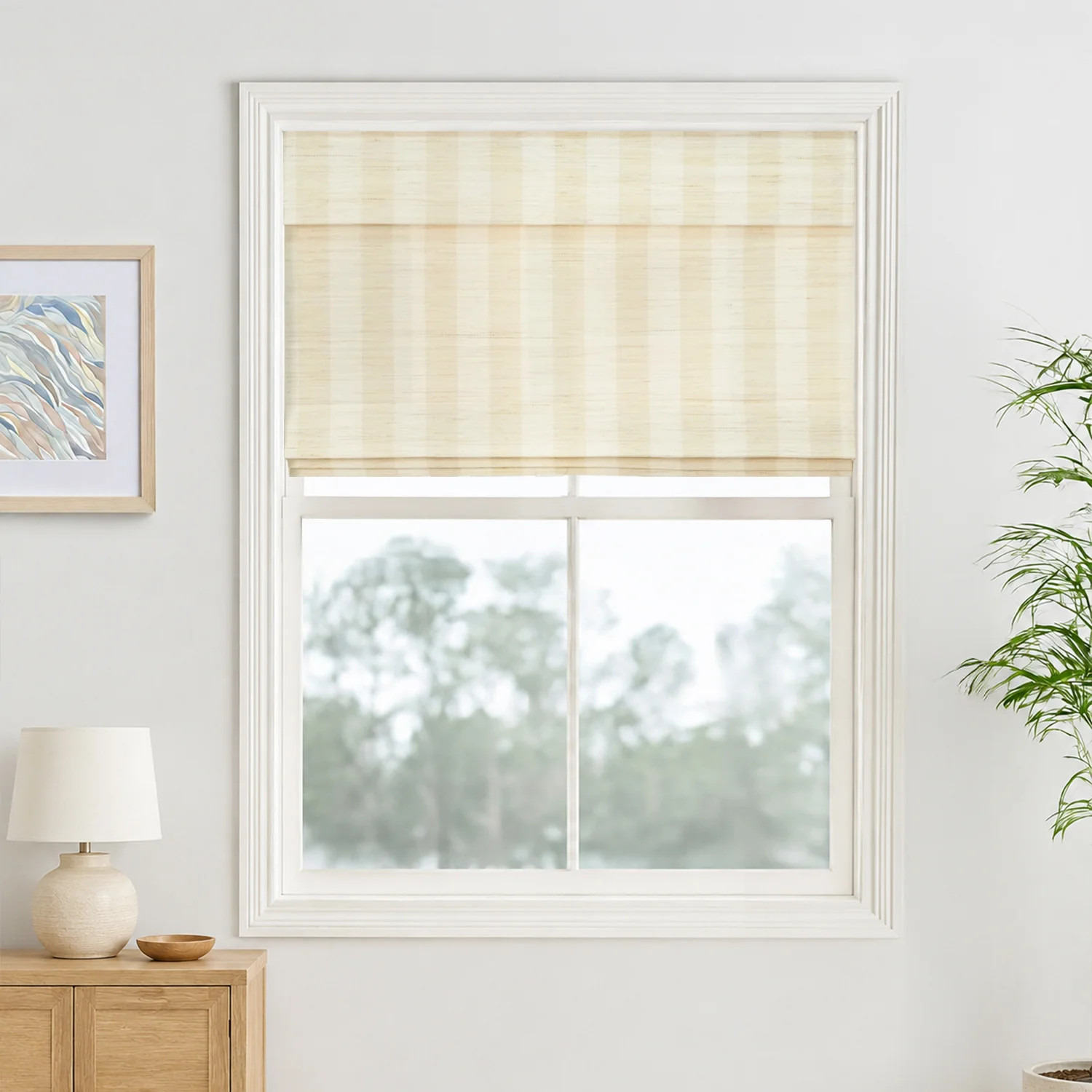 Reed Stripe Bamboo Blinds & Shades - Wooden Headrail | NeutralCurtains