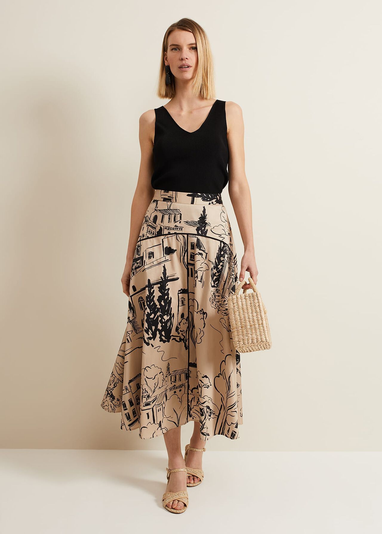 Mavis Tuscan Print Midi Skirt | Phase Eight (UK)
